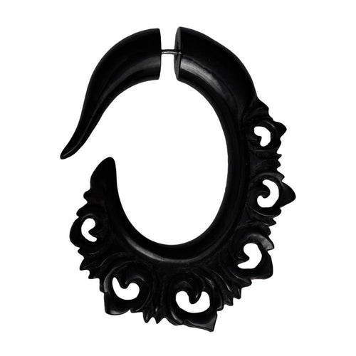 Fake Horn Piercing Hook Spirale Kralle handgeschnitzt schwarz Dehner Ohrring