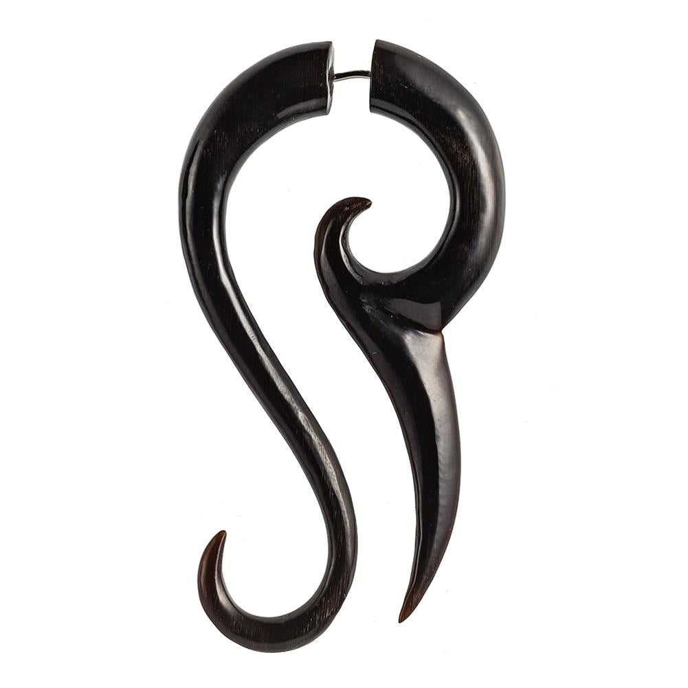 Fake Horn Piercing Hai Tail Hook Spirale Kralle handgeschnitzt schwarz Dehner