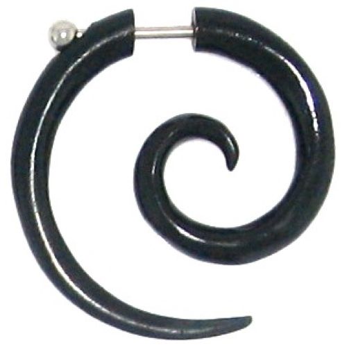 Fake Piercing, Bone Spirale, schwarz, Expander, Ohrhänger, Ohrstecker, Ohrring