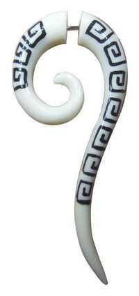 Load image into Gallery viewer, Fake Ohr Piercing Bone Knochen Edelstahl weiß Spirale Blume Drache griechisch
