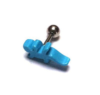 Load image into Gallery viewer, Fake Piercing Plug Tunnel Ohrstecker Unisex Kunststoff blau Schmuck Gekko
