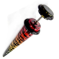 Load image into Gallery viewer, Fake Piercing Expander Tier Muster gelb rot grün Dehnungsstab Straight Dehnstab Unisex Ohrstecker
