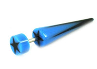 Load image into Gallery viewer, Stern blau schwarz Fake Piercing Expander Dehnungsstab Straight Dehnstab Unisex Acryl

