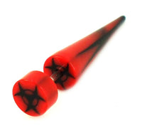 Load image into Gallery viewer, Biohazard Symbol rot schwarz Fake Piercing Expander Dehnungsstab Straight Dehnstab Unisex Acryl
