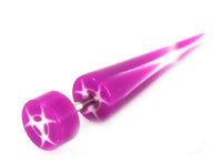 Load image into Gallery viewer, Biohazard Symbol violett weiß Fake Piercing Expander Dehnungsstab Straight Dehnstab Unisex Acryl
