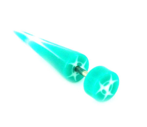 Biohazard Symbol türkis weiß Fake Piercing Expander Dehnungsstab Straight Dehnstab Unisex Acryl