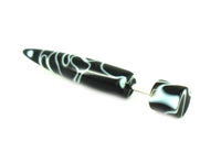 Load image into Gallery viewer, Muster wellig schwarz weiß Fake Piercing Expander Dehnungsstab Straight Dehnstab
