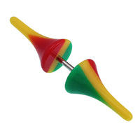 Load image into Gallery viewer, Fake Piercing Spikes mit gelb-grün-rot Muster Kunststoff mit Edelstahl Stab 1mm
