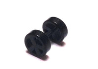 Load image into Gallery viewer, Fake Piercing Plug Tunnel Ohrstecker Unisex Kunststoff schwarz Peace Zeichen Schmuck
