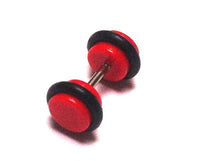 Load image into Gallery viewer, Fake Piercing Plug Tunnel Ohrstecker Unisex Kunststoff rot Scheibe Schmuck Gummiring

