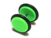 Load image into Gallery viewer, Fake Piercing Plug Tunnel Ohrstecker Unisex Kunststoff grün Scheibe Schmuck Gummiring
