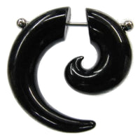 Cargar imagen en el visor de la galería, Fake Spirale Piercing Plug Ohrstecker Unisex Acryl Edelstahl Stab schwarz Schmuck
