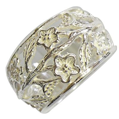 Silberring breit Blumen Muster Ringe Ring 925er Sterling Silber Damen Designer Schmuck