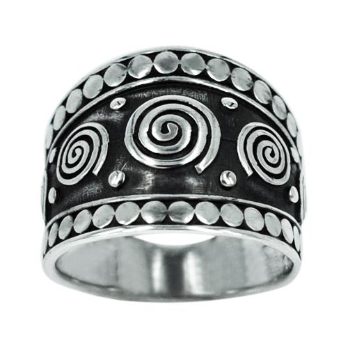 Silberring Bali schwarz oxidiert Spiralen Kreise Ringe Ring 925er Sterling Silber Damen Schmuck