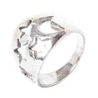 Cargar imagen en el visor de la galería, Ringe Nacht Sterne Mond 925 Sterling Silber breit massiv
