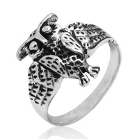 Cargar imagen en el visor de la galería, Ring Eule dunkel oxidiert glänzend 925 Sterling Silber
