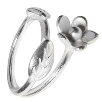 Cargar imagen en el visor de la galería, Silberring Blume zwei Blätter weiß 925 Sterling Silber
