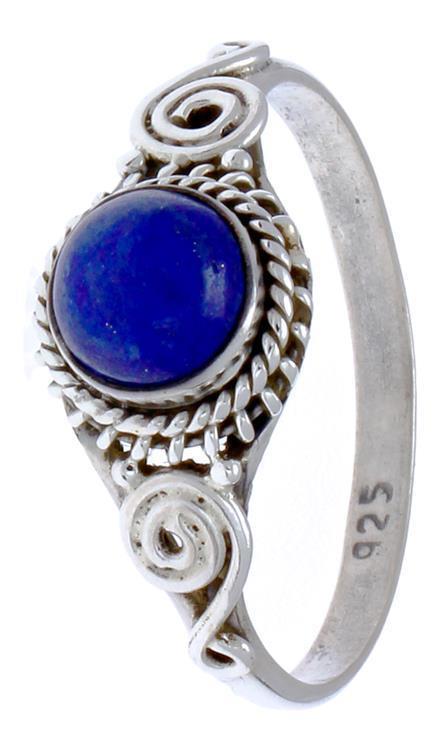 Silberringe Lapis Lazuli Stein Seile Spiralbögen rund blau schmal 925er Sterling Silber Ringe