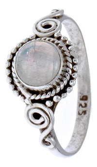 Load image into Gallery viewer, Silberringe Mondstein Seile Spiralbögen Kreise rund weiß schmal 925er Sterling Silber Ringe Schmuck
