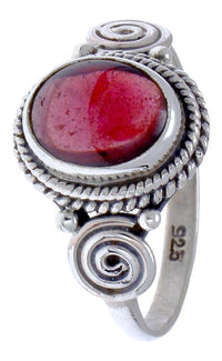 Cargar imagen en el visor de la galería, Silber Ring Rubin Seile Spiralen Kreise oval rot pink Punkte
