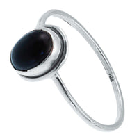 Cargar imagen en el visor de la galería, Silberring Onyx schwarz 7 mm oval Stein Rand 925er Sterling Silber Ringe Schmuck
