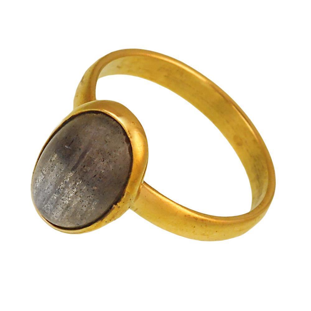 Messing Ringe oval Labradorit antik golden 12 mm Tribal Schmuck