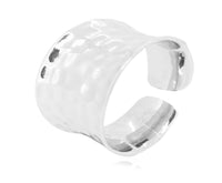Cargar imagen en el visor de la galería, Silberring offen verstellbar breit 18mm gehämmert Ringe 925 Sterling Silber Ring
