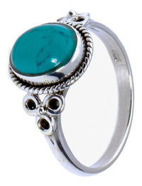 Cargar imagen en el visor de la galería, Silberringe Türkis Seilrand Blume drei Kreise oval 925
