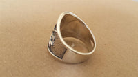 Load image into Gallery viewer, Silberring massiv Sonne dunkel oxidiert 925er Sterling Silber Damen Ringe Silberschmuck
