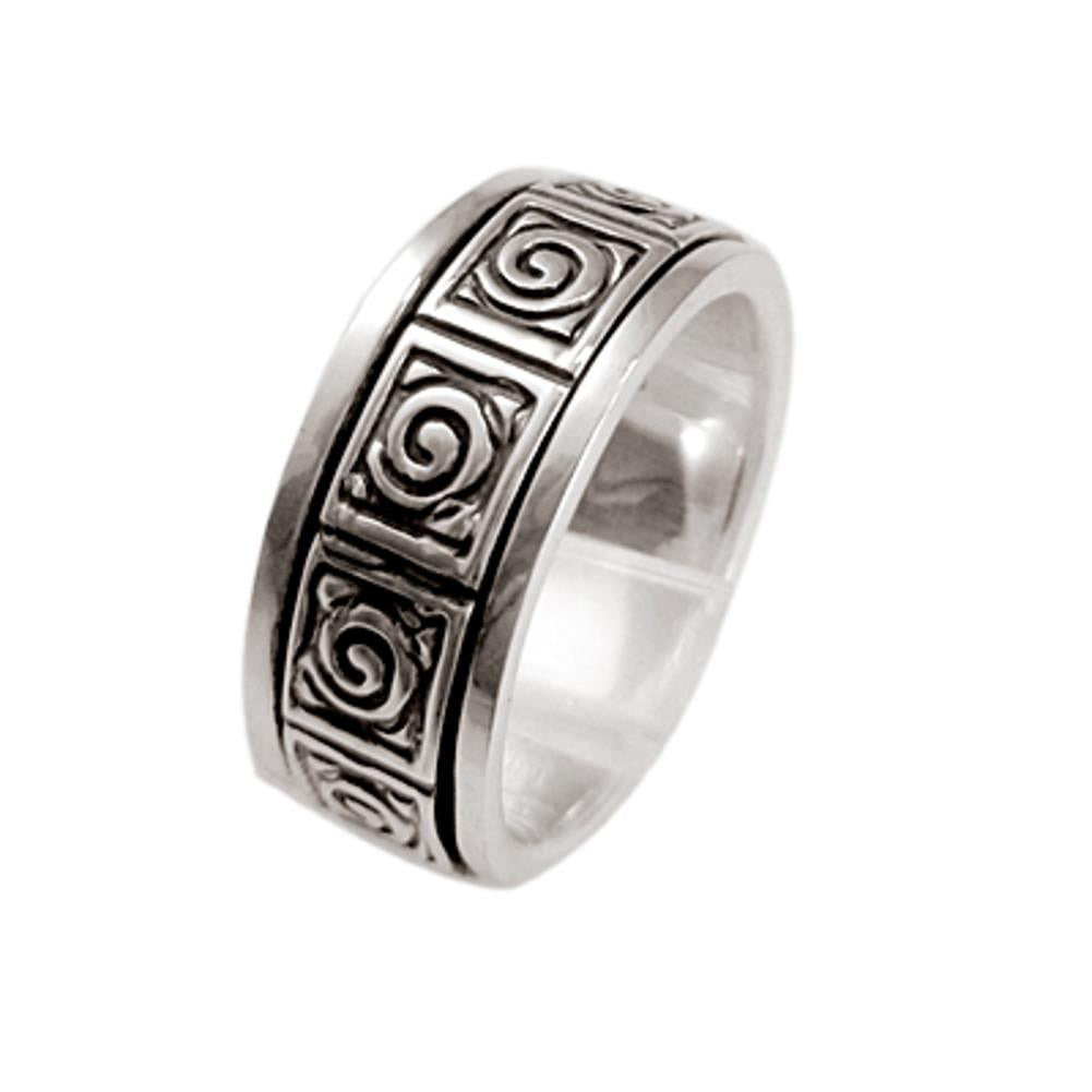 Silberring Spiralmuster dunkel oxidiert Ring 925er Sterling Silber Unisex Designer Schmuck