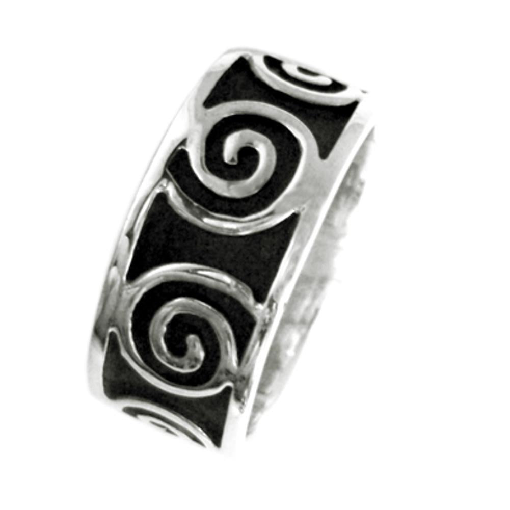 Silberring Muster Spiralen dunkel oxidiert 925er Sterling Silber Damen Silberschmuck Ringe