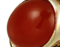 Load image into Gallery viewer, Messing Ring Karneol oval orange Spiralen Seil Muster rot antikTribal
