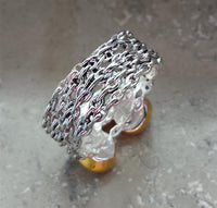 Cargar imagen en el visor de la galería, Ketten Silberring vergoldet drei Glitzer Zirkonia breit 925
