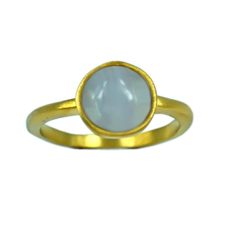 Silberring Ring Blue Lace Stein vergoldet weiß 925 Sterling