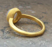 Load image into Gallery viewer, Silberring Ring Blue Lace Stein vergoldet weiß 925 Sterling
