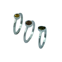 Cargar imagen en el visor de la galería, Set drei Silberringe matt grün braun gelb Zirkonia
