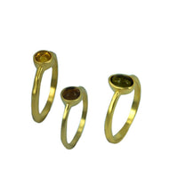 Cargar imagen en el visor de la galería, Set drei Silberringe matt vergoldet gehämmert Zirkonia
