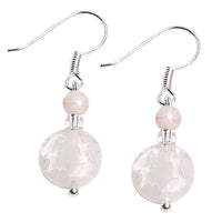 Load image into Gallery viewer, Muranoglas Ohrringe 18 mm Perle Scheibe bunt weiß Blumen 925er Sterling Silber Glas
