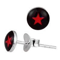 Load image into Gallery viewer, Silberohrstecker Stern rot schwarz Ohrstecker Glas 925 Sterling Silber Unisex Ohrringe Schmuck
