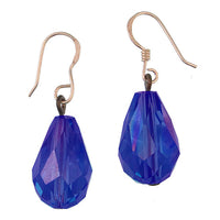 Load image into Gallery viewer, Glasohrringe lila Tropfen facettiert Glitzer 925er Silber ca.19 mm Ohrringe Glas
