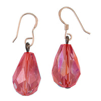 Load image into Gallery viewer, Glasohrringe orange Tropfen facettiert Glitzer 925er Silber ca.19 mm Ohrringe Glas
