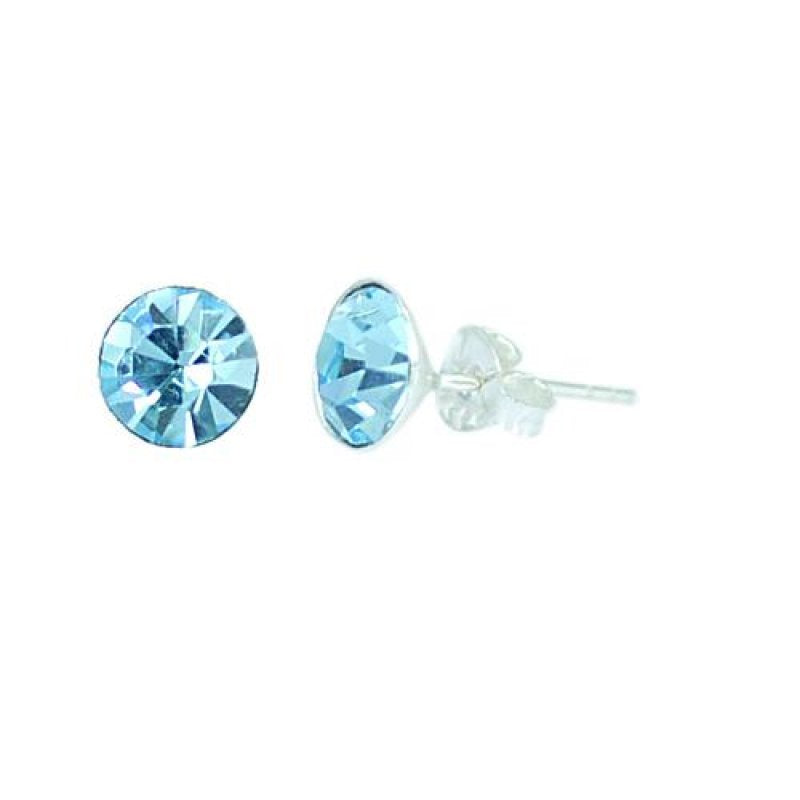 Ohrstecker Glas hellblau facettiert 925 Sterling Silber 8mm