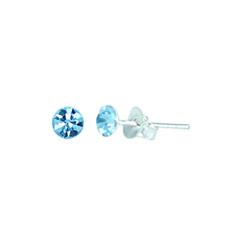 Ohrstecker Glas hellblau facettiert 925 Sterling Silber 2mm