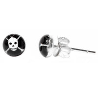 Cargar imagen en el visor de la galería, Silberohrstecker Totenkopf Weiß Pirat Ohrstecker Glas Sterling Silber Unisex Ohrringe Schmuck
