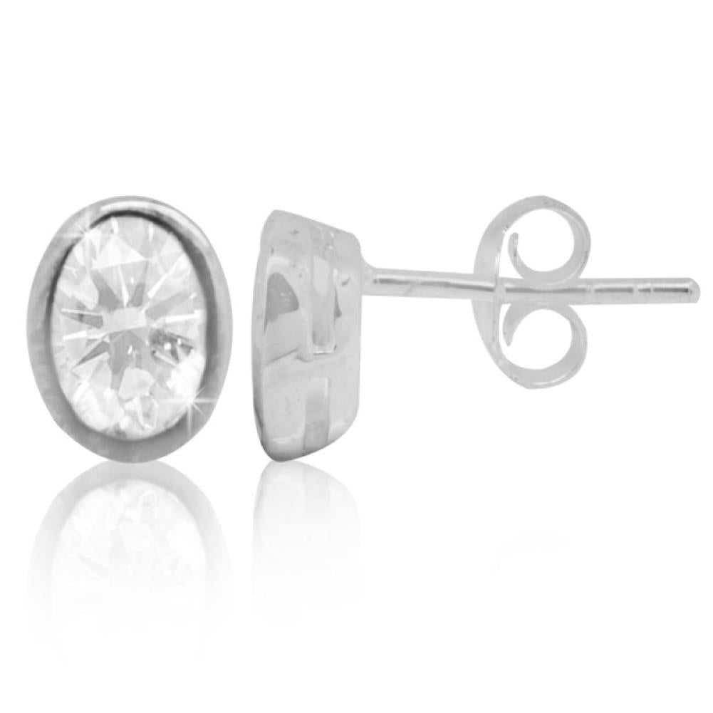 Ohrstecker Glas transparent hellgrün scheinend, 5 mm Ø, facettiert, glitzernd, 925er Sterlingsilber-Stift