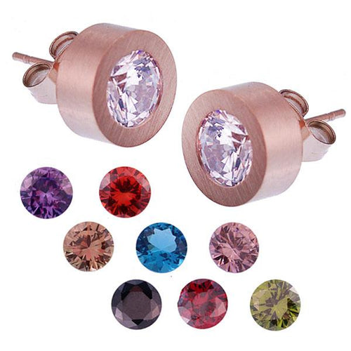 Glitzer Glas Kristall Ohrstecker rotgold weiß Edelstahl rund 10 mm Wechsel Schmuck Glaskristall