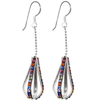 Load image into Gallery viewer, Glitzer Kristall Silberohrringe Tropfen Kette bunt Ohrringe 925er Silber Damen Schmuck
