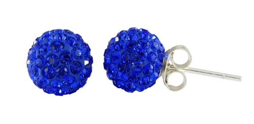 Glitzerkugel safir blau 8 mm Kristall Ohrstecker Ohrringe 925er Silber Damen Glitzer Schmuck