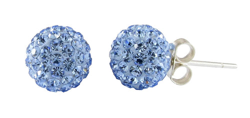 Glitzerkugel light safir hell blau 6 mm Kristall Ohrstecker 925er Silber Damen Glitzer Schmuck