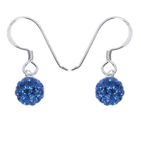 Load image into Gallery viewer, Glitzerkugel safir blau 6 mm Kristall Silberohrringe Ohrringe 925er Silber Damen Glitzer Kugel
